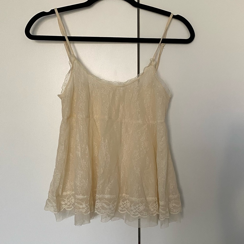 Elegant Cream Lace Camisole Top